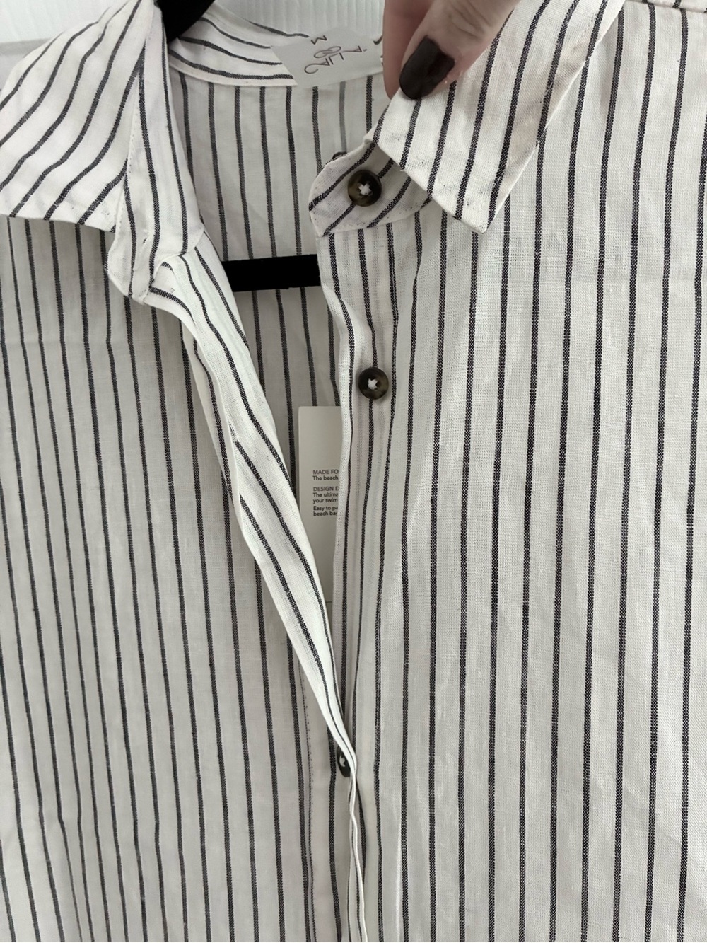 Calia Swim Coverup Dress Yucatan Stripe Ivory Linen Blend Button Down NWT Medium - Picture 6 of 15